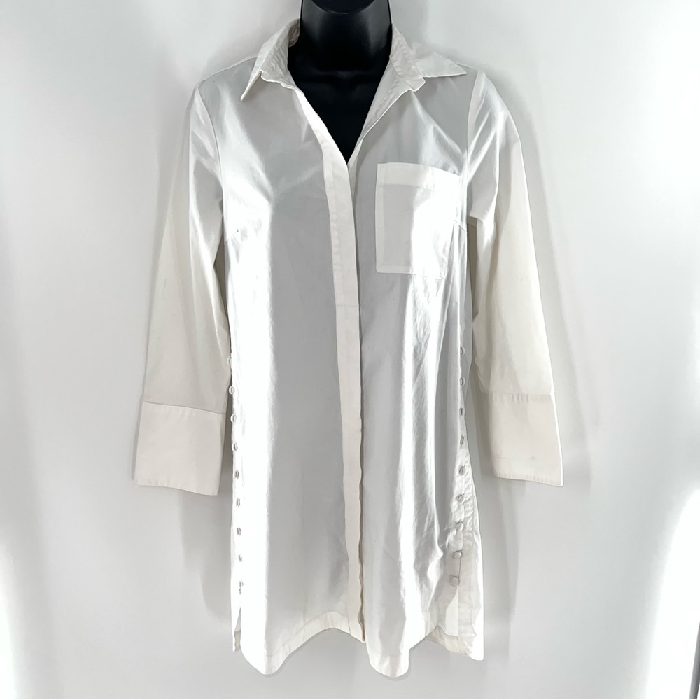 Club Monaco Women’s Men’s Style Button-Down Long Sleeve Mini Shirt Dress-Size 0